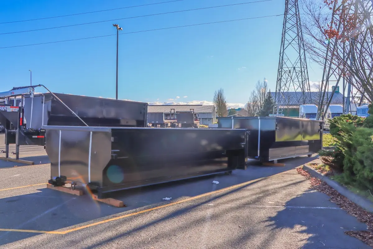 Roll-off dumpster ready for waste disposal at job site for Roll Off Dumpster Rental in Cedarburg